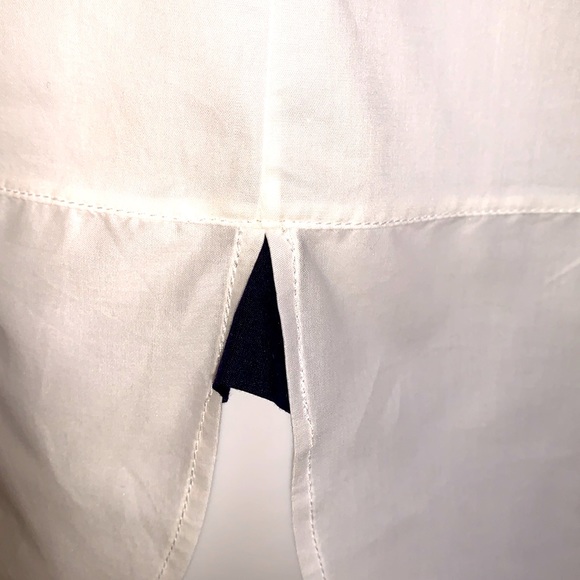 Rani Arabella EUC shirt blouse with navy contrast trim on collar and cuffs, M - Picture 5 of 9